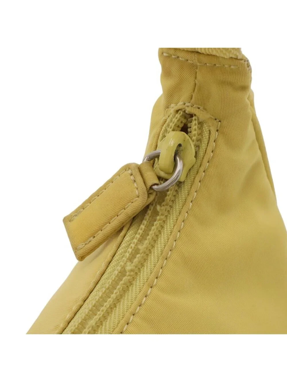 Prada Triangle Logo Pouch Mini Bag Party Nylon Yellow Silver